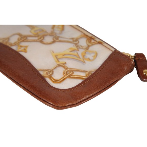 Louis Vuitton LV Logo Monogram Charm Coin Purse Brown Leather Gold Belt Clip - Picture 8 of 10